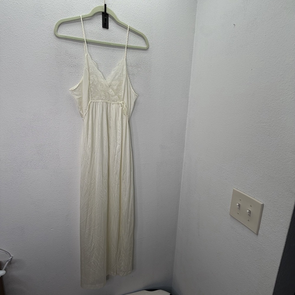 Vintage Gilead 60s 70s Ivory Nightgown Slip Dress L Fairy Bridal Grecian Goddess